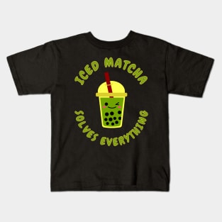 Iced Matcha Solves Everything Kids T-Shirt